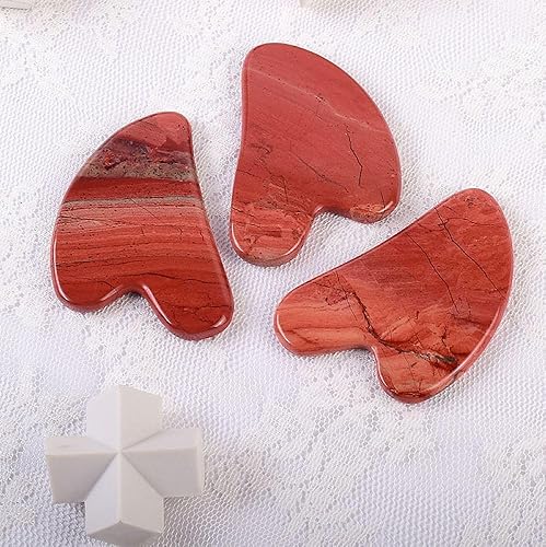 Miniatura 4 de Herramienta de masaje de piedra preciosa natural Gua Sha para raspar tabla de raspar SPA (jaspe de llama)