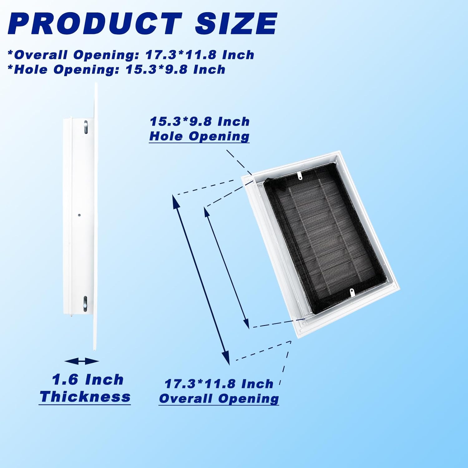 12"*18" Gable Vent,Aluminum Alloy Wall Vent Shed Vents,with Removable Strainer and 180 Degree Opening Angle.Ideal for Attic,Shed,Garage,Play House,Coop.[Inside Dimensions:9.5"w X 15"h]-White 1 Pack