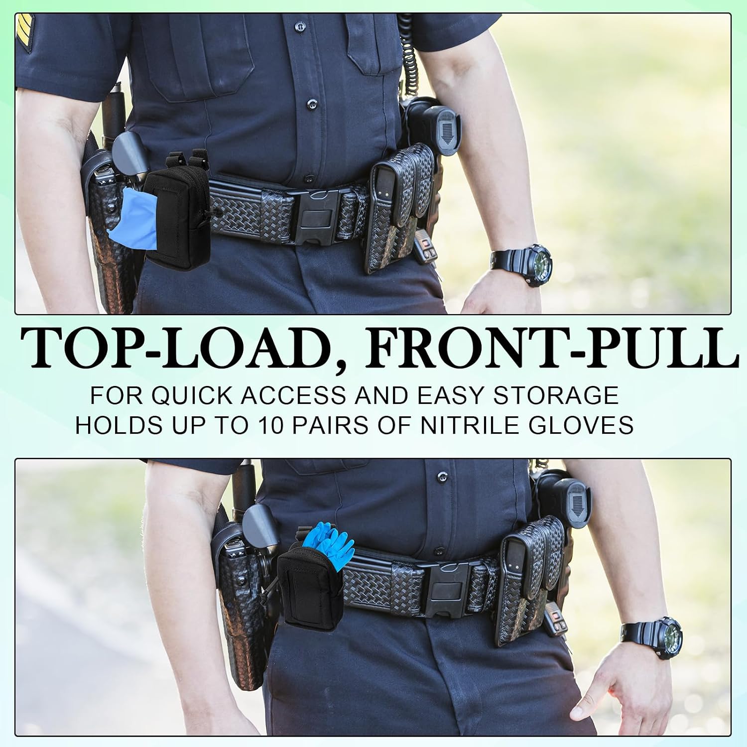 Hsei 2 Pcs Disposable Glove Holders for Duty Belt Easy Access Tactical Molle Gloves Pouch Latex Glove Pouch Bag for EMT First Responders 900D Nylon Gloves Holder Tactical Duty Belt Backpack, Black