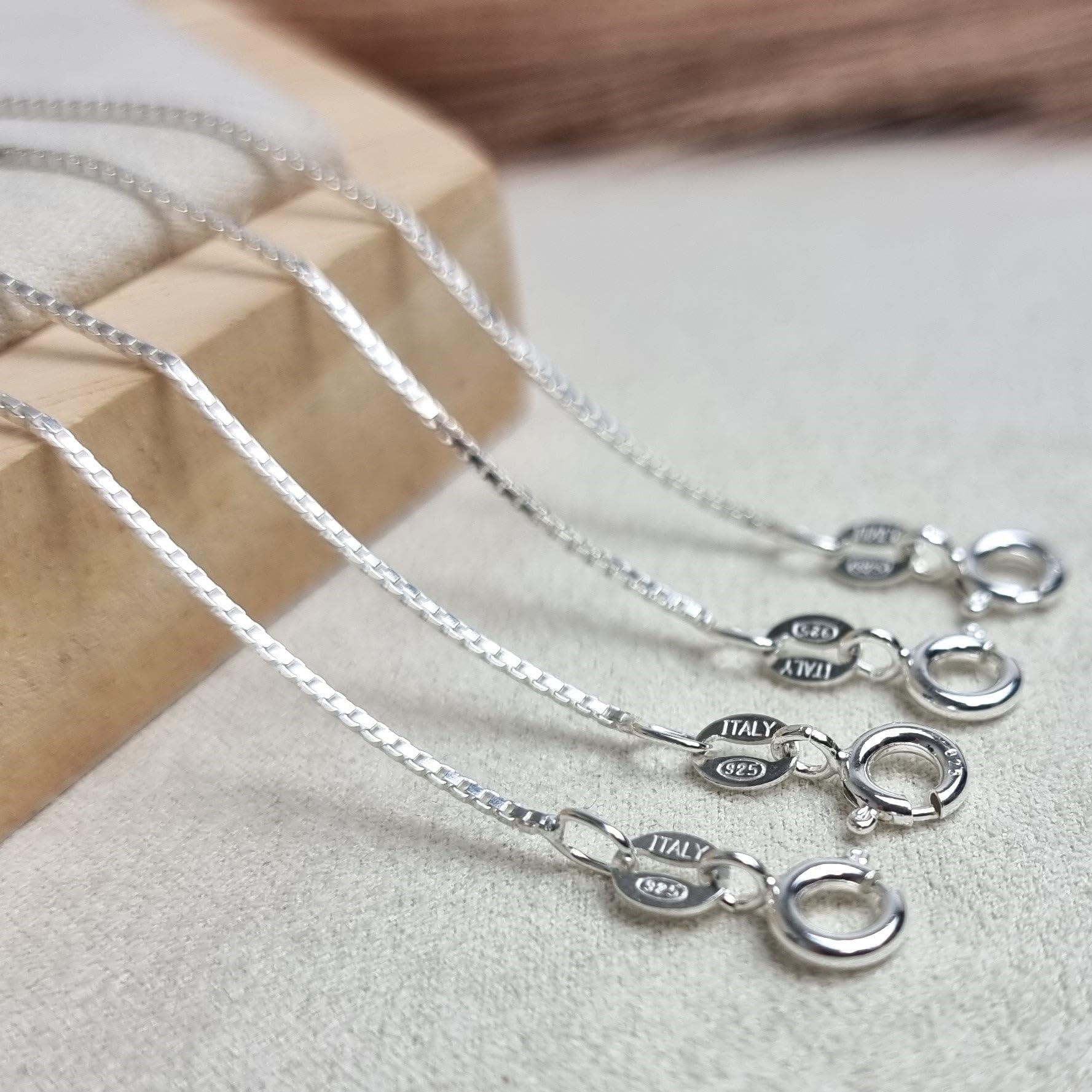 SilverAmber Jewellery Hergestellt in Italien – 925er-Sterlingsilber zarte 1 mm Venezianerkette mit einer Anlaufschutz-Beschichtung – GCH017