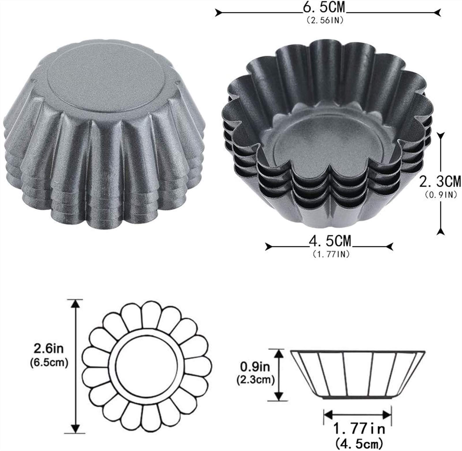 12 unids Mini Magdalena Moldes for Hornear Pastel Molde Molde Molde Tin Pan Herramienta de Hornear, Moldes de Pudín Antiadherente, Moldes de Galletas for Hornear