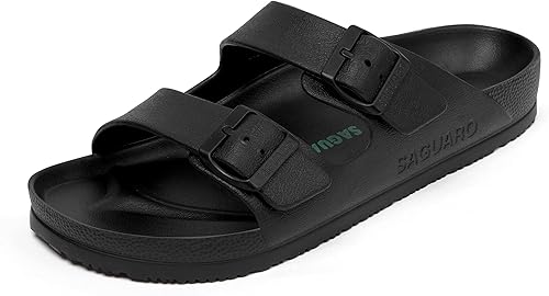 SAGUARO Sandalias cómodas de doble hebilla para hombre y mujer, sandalias ligeras y ajustables de EVA con suela de goma