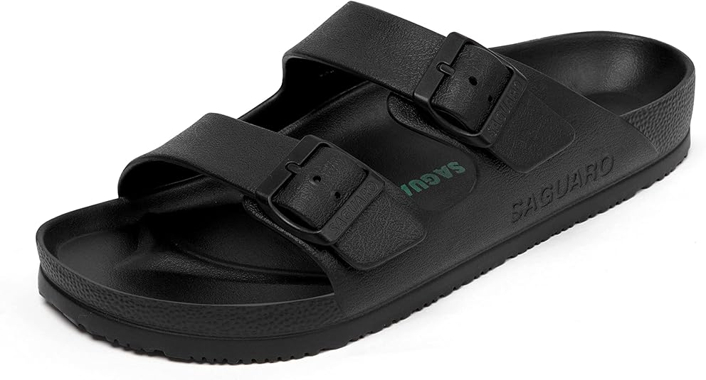 SAGUARO Men's Women's Comfort Double Buckle Sandals Lightweight Adjustable EVA Sandals with Rubble Sole