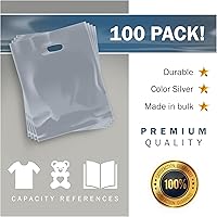 Vista 6 de Silver Merchandise - Bolsas de plástico para compras, paquete de 100 unidades de 12 x 18 pulgadas con 2 mil de grosor, asas troqueladas, perfectas