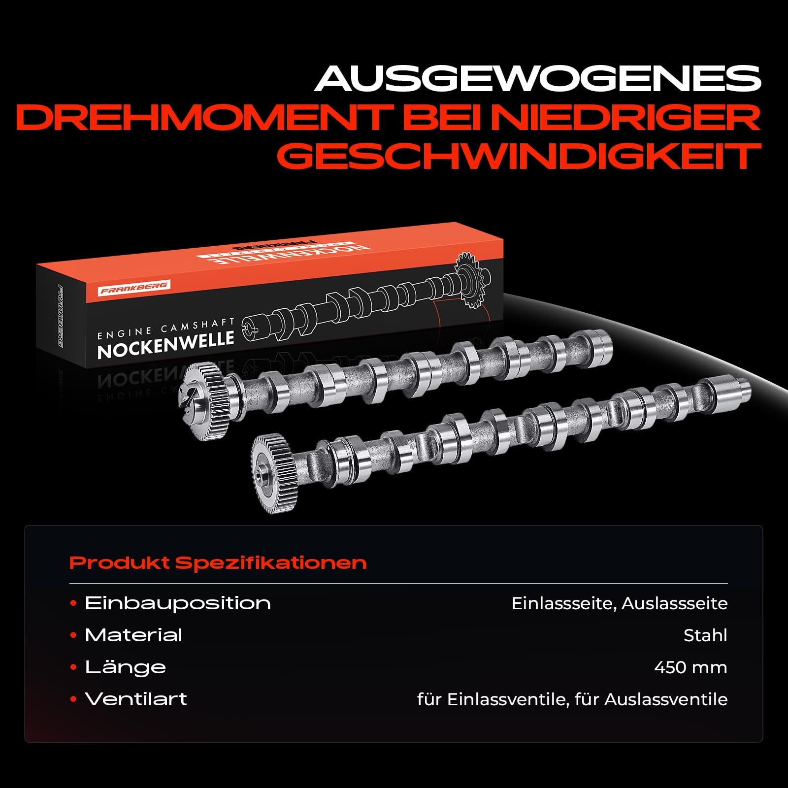 Frankberg 2x Nockenwelle Kompatibel mit A3 8P1 1.6L 2.0L 2003-2012 A4 8K2 B8 2.0L 2007-2015 TT 8J3 2.0L 2008-2014 Octa.via II 1Z3 1.6L 2.0L 2004-2013 Replace# 03L109021