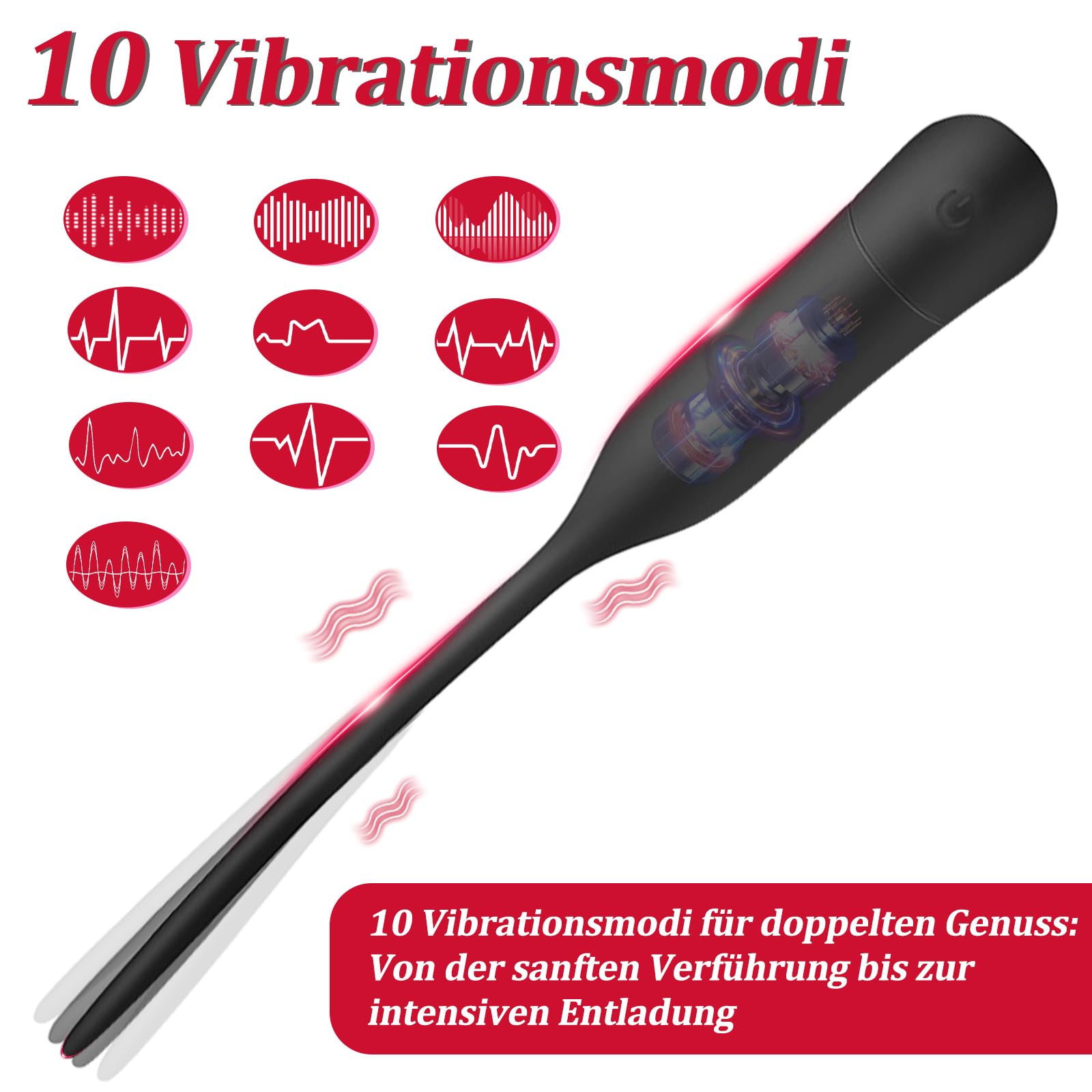 BDSMYEE Dilatador Uretral de Silicona con 10 Modos de Vibración, Vibrador de Pene y Próstata, Dilatadores Uretrales para Hombres, Juguete Sexual Erótico para Hombres en Solitario (Corto)