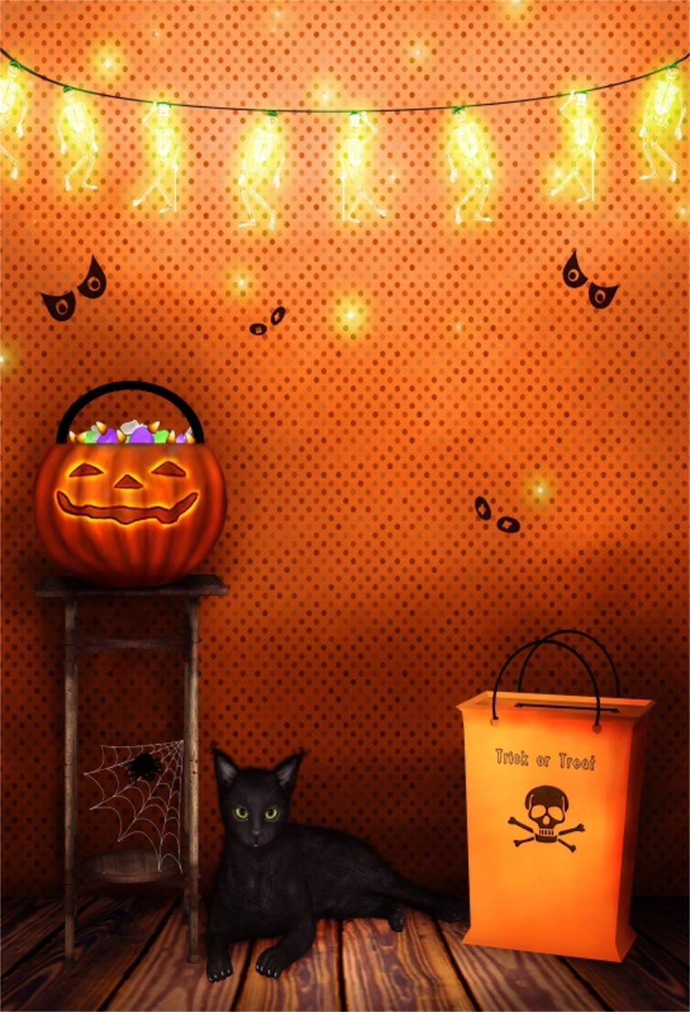 Amazon | Qinunipoto 背景布 ハロウィン happy halloween パンプキン