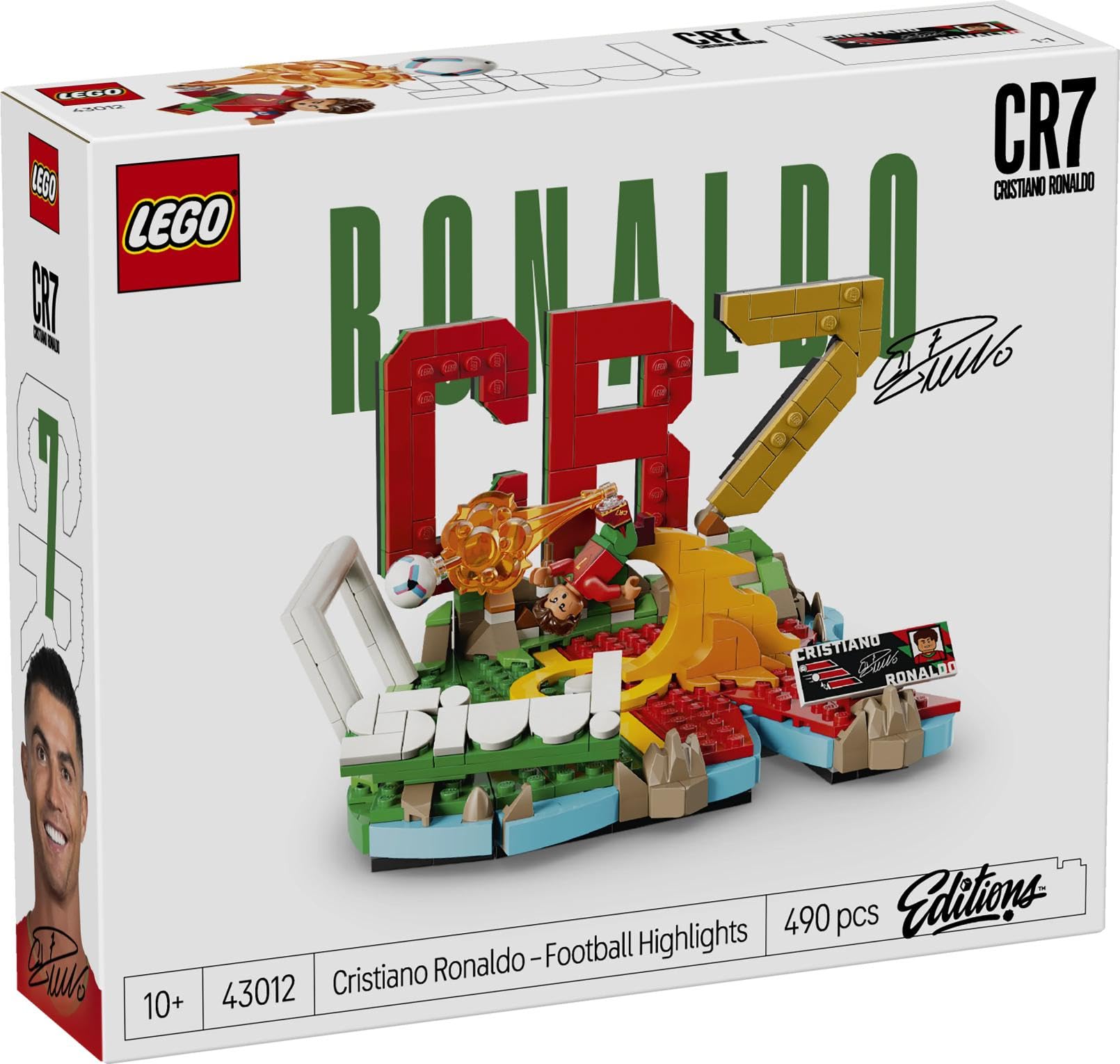 LEGO Editions Cristiano Ronaldo - Fußball-Highlights Spielzeug - 3D Modellbau mit Minifigur zum Sammeln - Kinderzimmer Deko - Geschenk für Jungen, Mädchen ab 10 Jahren und erwachsene Sportfans - 43012