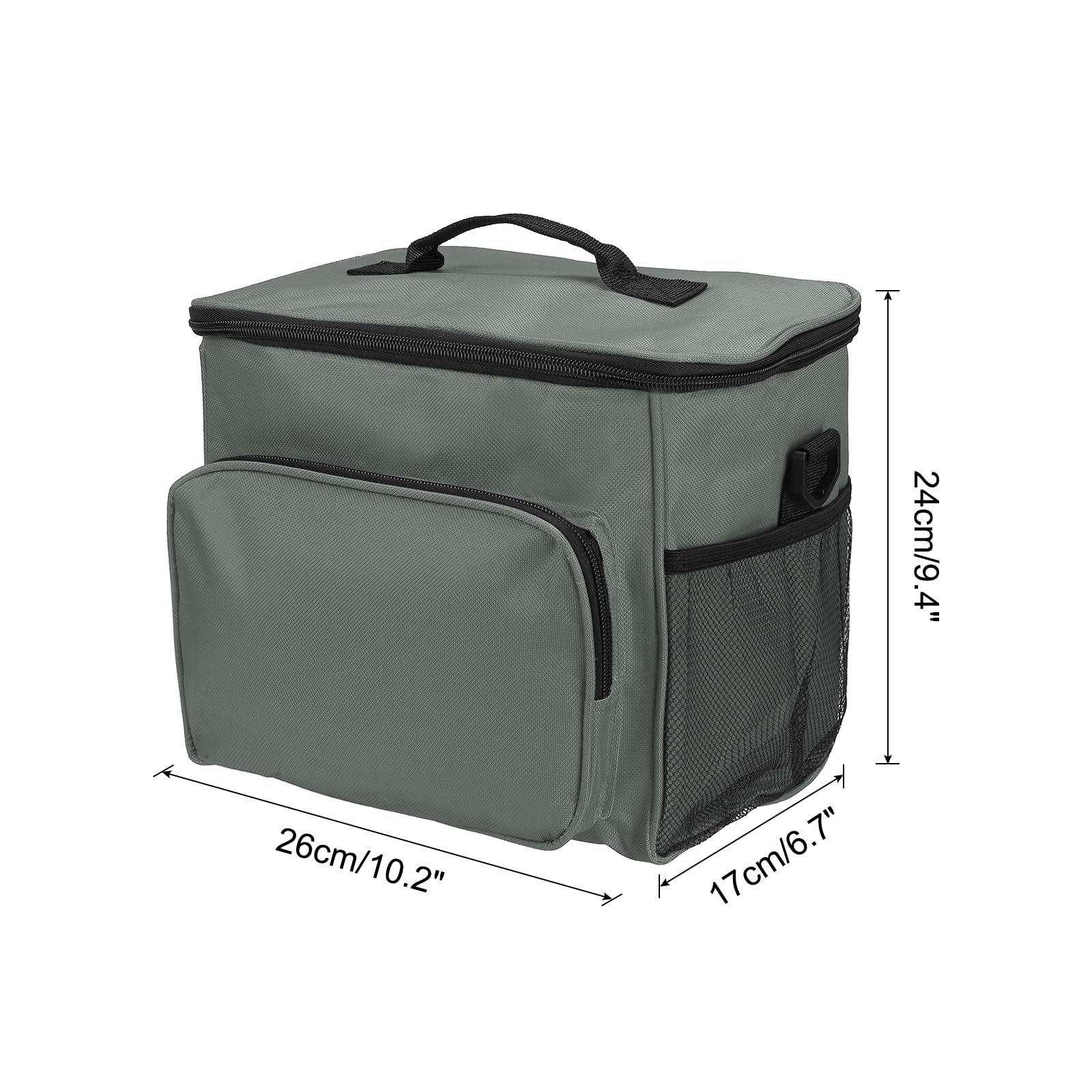 Boîte à déjeuner pour femmes/hommes, sac à déjeuner isotherme, sac fourre-tout thermique, récipient à déjeuner réutilisable 9,4 x 6,7 x 10,2 pouces pour le travail, pique-nique en plein air, gris