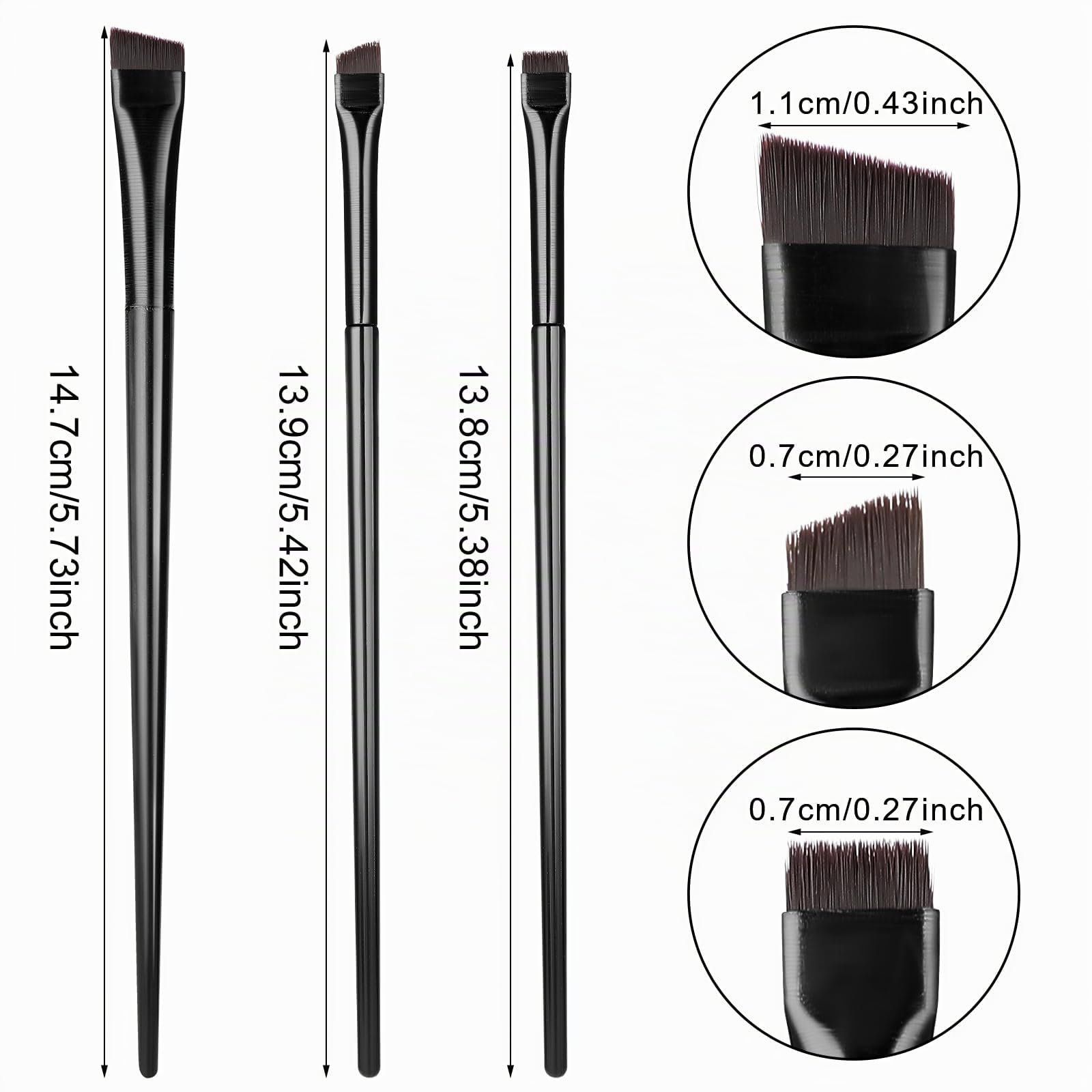 Lot De 3 Pinceaux À Sourcils Pinceau À Sourcils Biseauté Fin Pinceaux De Maquillage Ultra Fins Pinceaux De Maquillage À Poils Synthétiques Sans Cruauté Envers Les Animaux