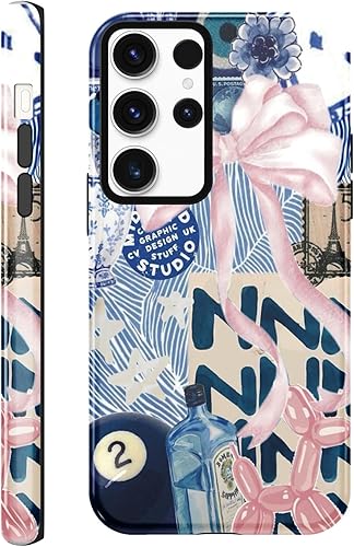 Yomjew Cute Bow Collage Phone Case for Samsung Galaxy S21 Ultra 5G Case 6.8", Co