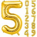 Rozi Decoration 32" Inch Number Foil Balloon Helium Quality -(Pack of one Unit) (Gold-5) gallery image