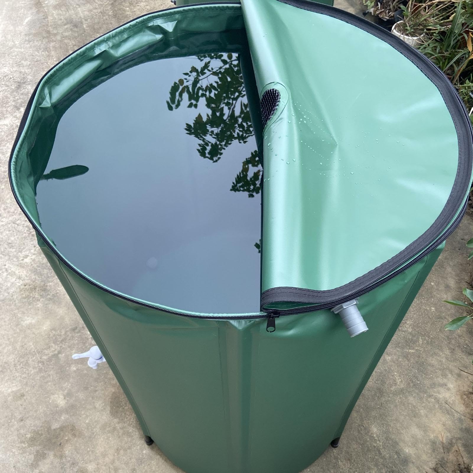 Colector de agua de lluvia – Depósito de almacenamiento de agua de barril de lluvia con espiga, contenedor de jardín desmontable para una cosecha y almacenamiento eficientes de agua de lluvia