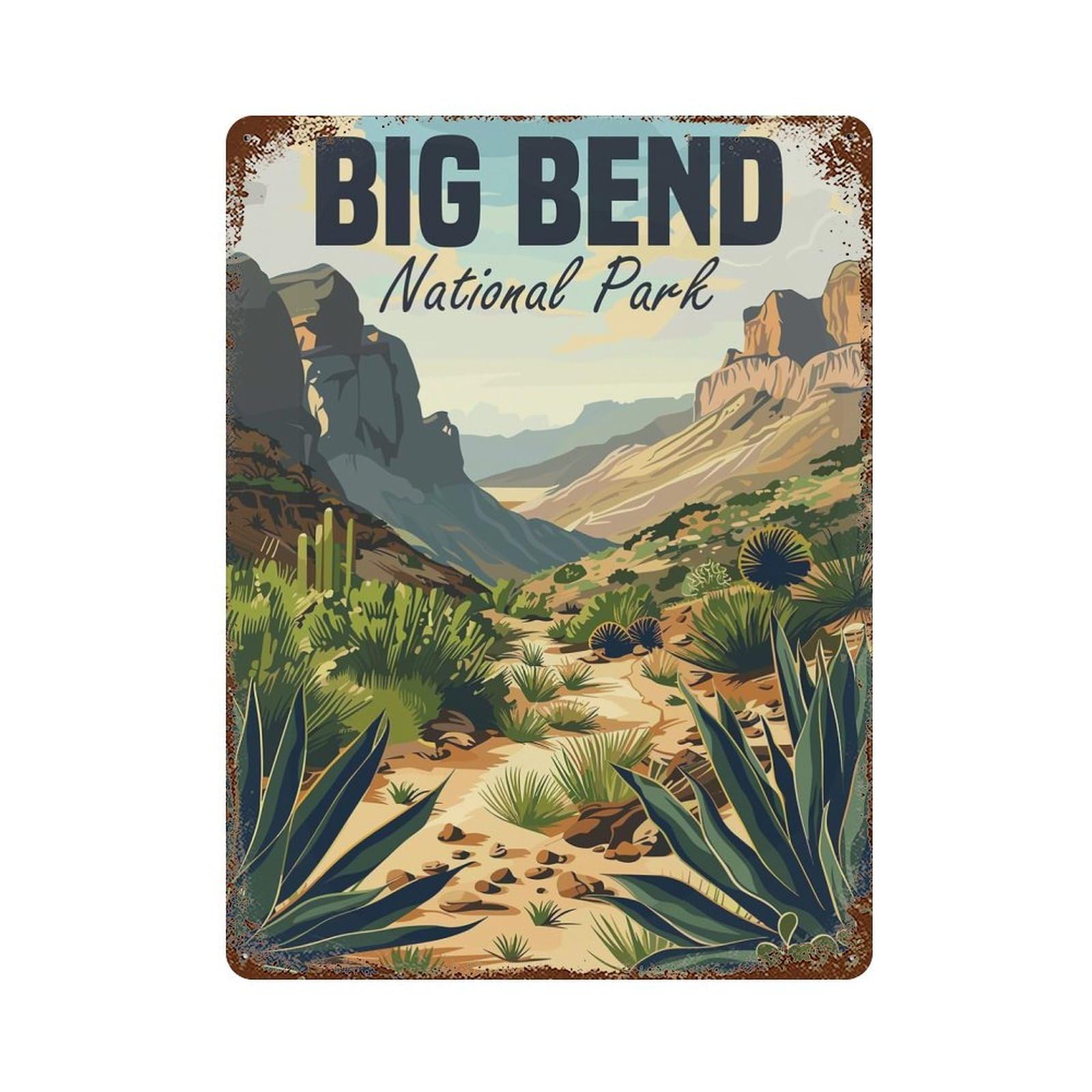 Big Bend National Park Decorative Tin Sign 15.7"x11.8", Retro Wall Decor for Basement, Hobby Room And Garage Decor