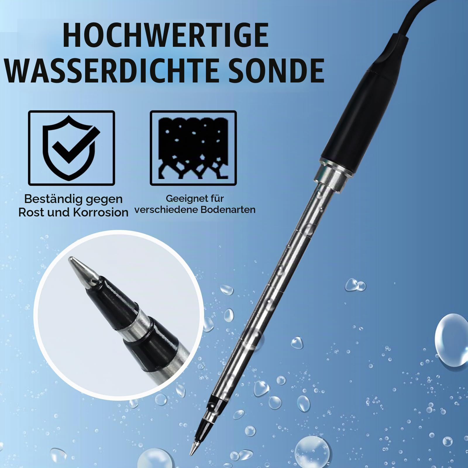 TEKCOPLUS Digitales Bodenmessgerät mit Corde-Sensor, 2-in-1 Boden-EC- & Temperaturmessgerät Tester mit ATC-Funktion, einfache Kalibrierung, hintergrundbeleuchtetes LCD-tragbares EC-Messgerät für