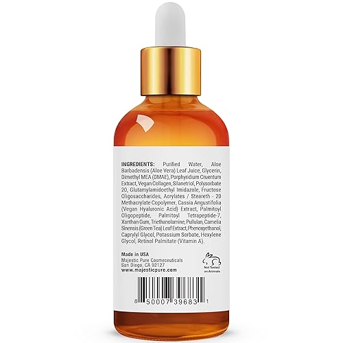 Miniatura 9 de MAJESTIC PURE Suero de ácido hialurónico para la cara suero antienvejecimiento con colágeno vegano aloe vera té verde y vitamina A suero facial