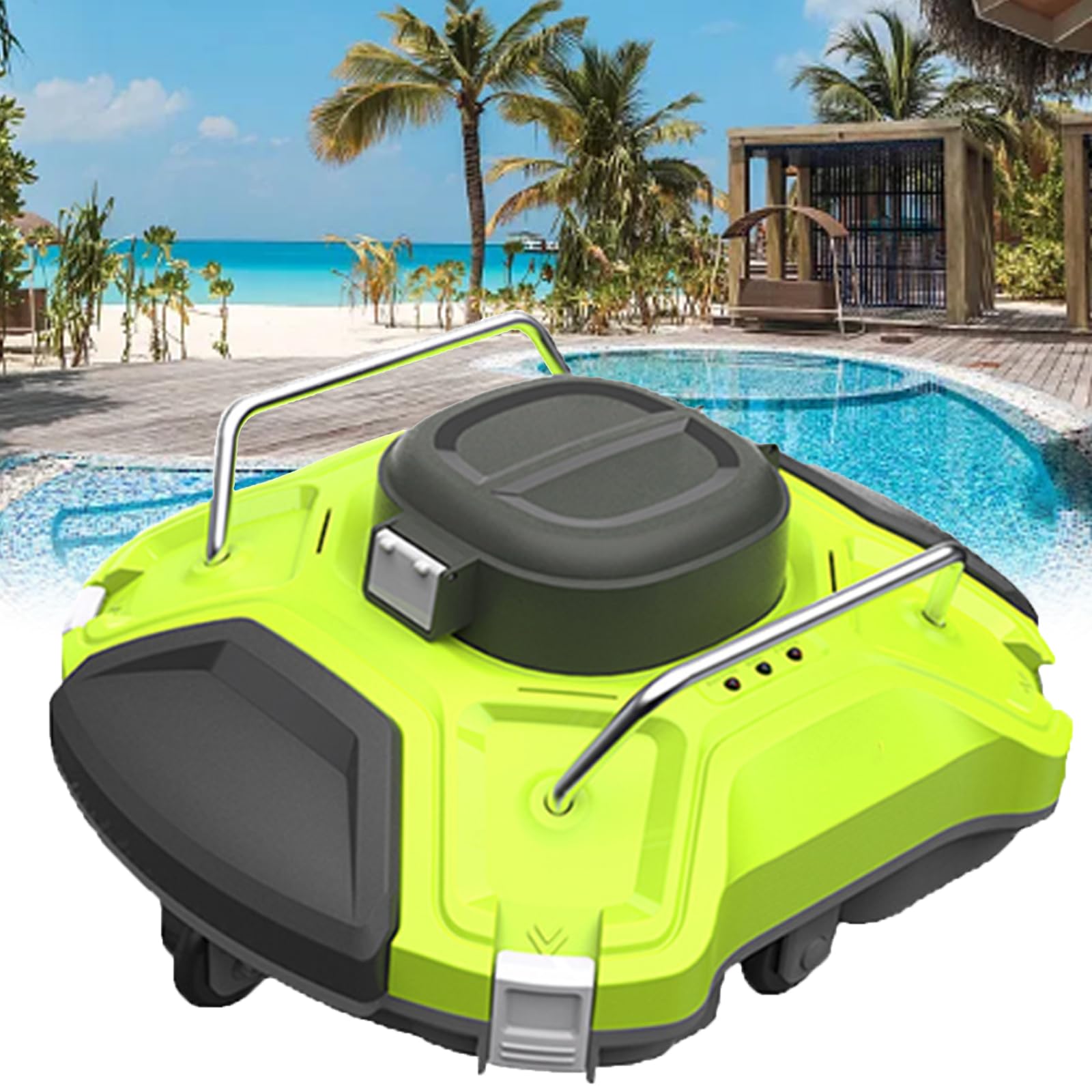 Women's White Automatic Robotic Pool Cleaner, Cordless Pool Vacuum Swimming Pool Cleaning Robot With Intelligent Navigation, For Above/In-Ground Pools