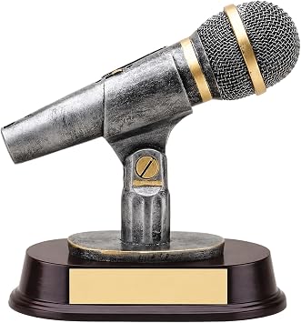 Microphone Award Trophy - 3 Lines Custom Text