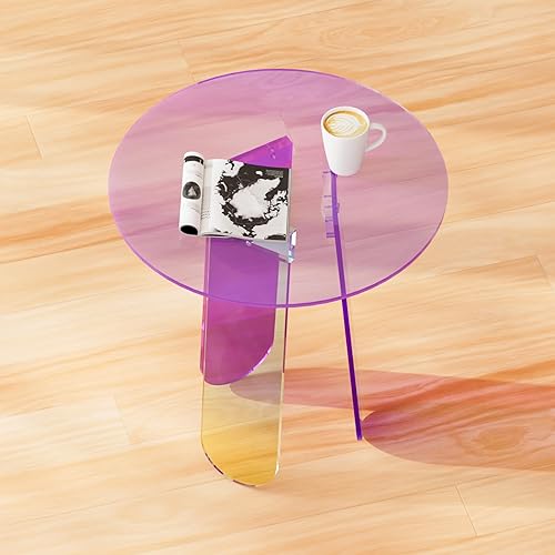 Miniatura 9 de Juego de 2 mesas de centro acrílicas, mesa iridiscente extra larga de 17.7 y 47.2 pulgadas con alfombrilla de PVC, mesa auxiliar para sala de estar,