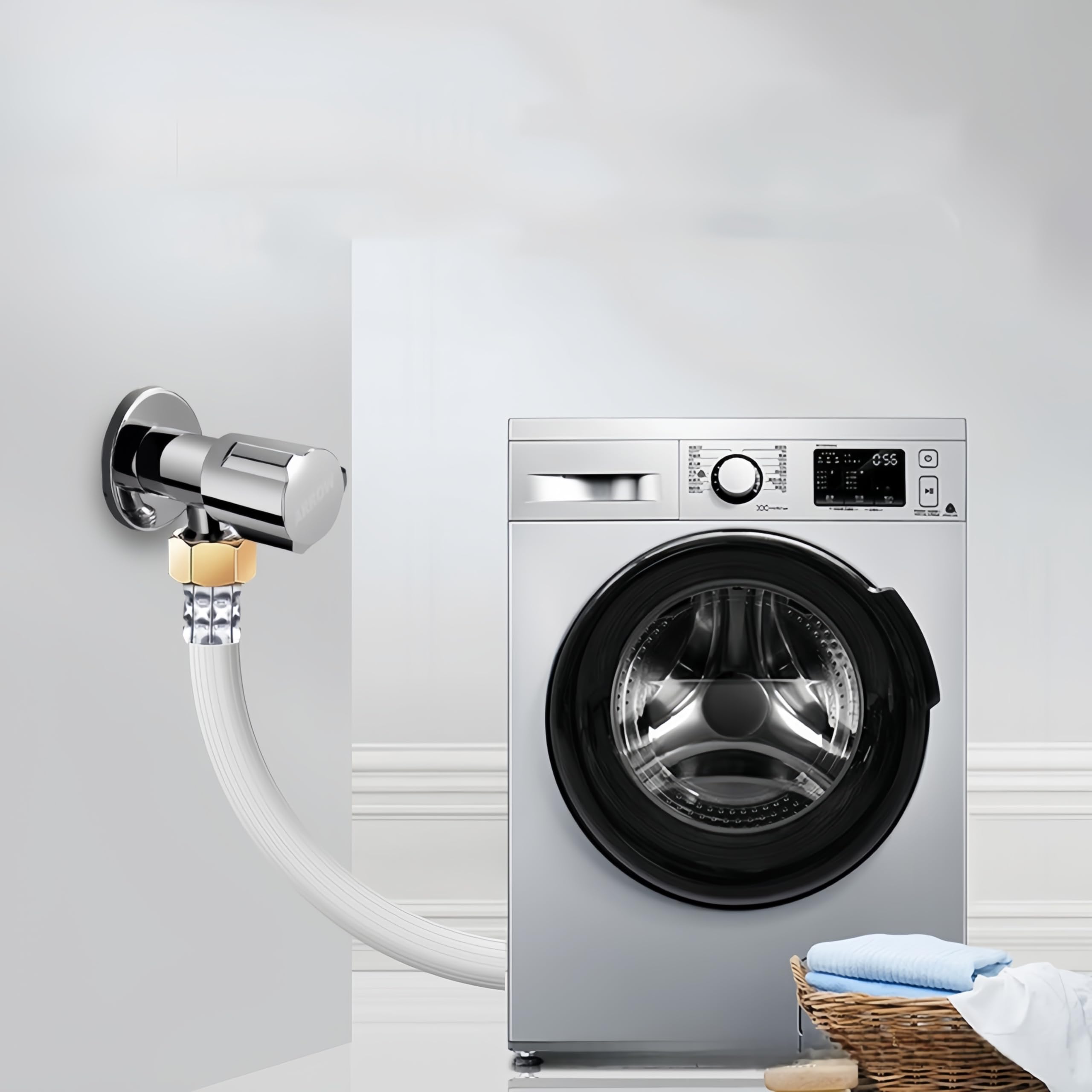 SUIGETSU Manguera de lavadora de 5 pies, línea de suministro de agua de PVC antiestallido con adaptador de conexión rápida y tuercas de latón, ajuste universal para LG Samsung Whirlpool Maytag (59