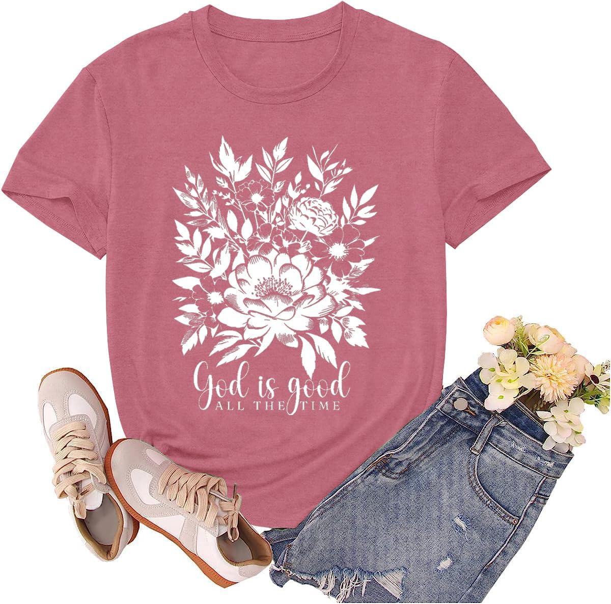 Christian Shirts for Women God is Good T-Shirt Faith Bible Verse Tee Tops