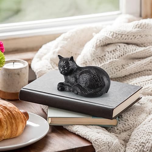 Miniatura 5 de MOLIGOU Estatua de gato de hierro fundido, figura de gato, decoración del hogar, escultura de gato para estante, jardín
