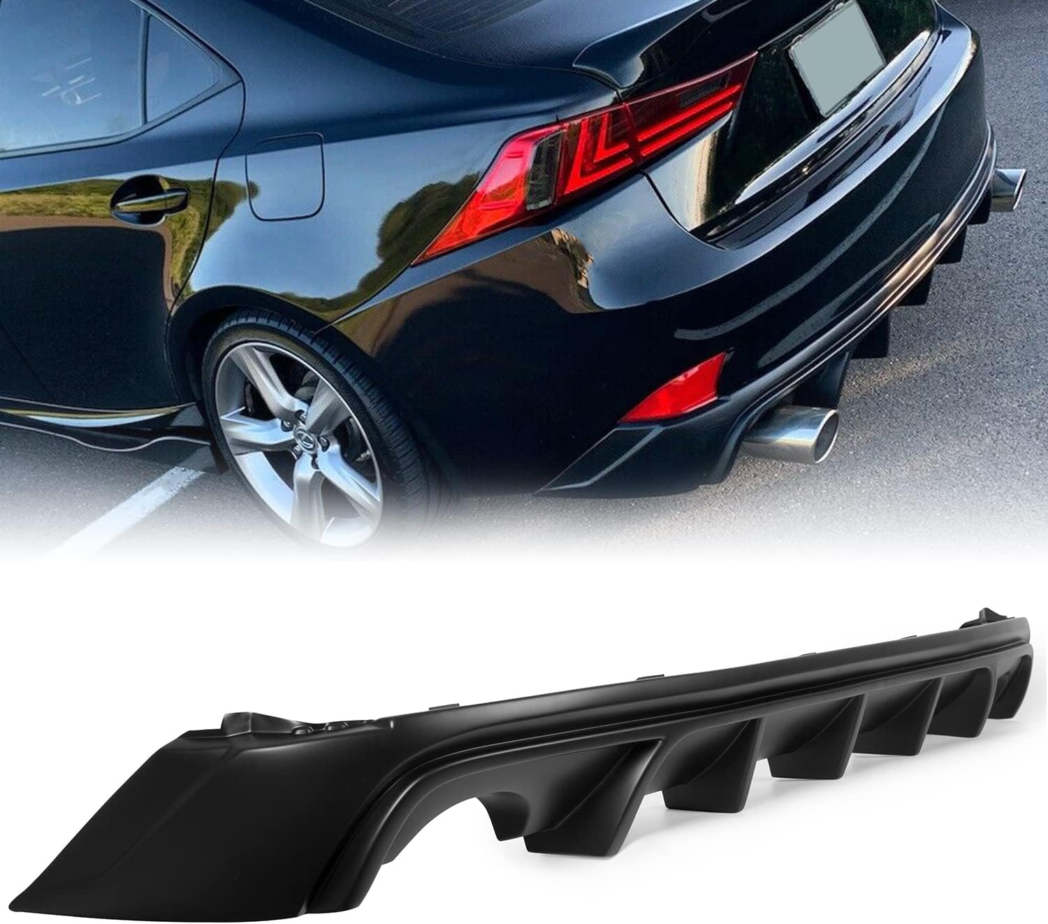 KUAFU Rear Bumper Lip Diffuser Compatible with 2014-2016 Lexus IS250 IS350 IS200T Spoiler Splitter F-Sport Style Black ABS Plastic