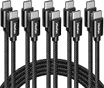 USB C to USB C Cable (3ft, 5Pack), 60W Fast Charging Cable, Type C Cable Fast Charge, Braided USBC Charger Cord for iPhone 17 16 Series, for iPad mini 6 and More