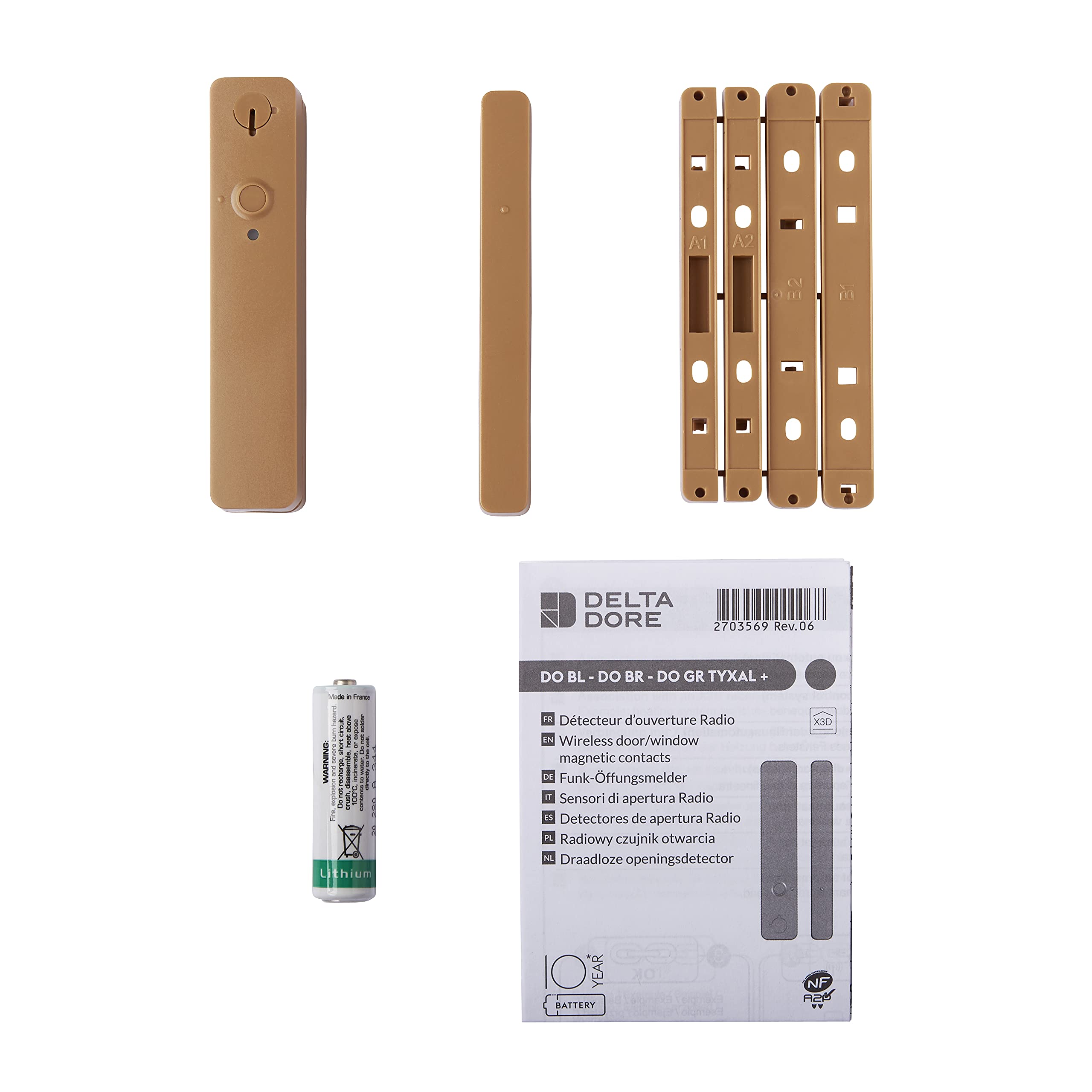 Delta Dore Detector de apertura marrón para alarma Tyxal+. DO BR Tyxal+. Seguridad | Alarma | Detector – 6412295