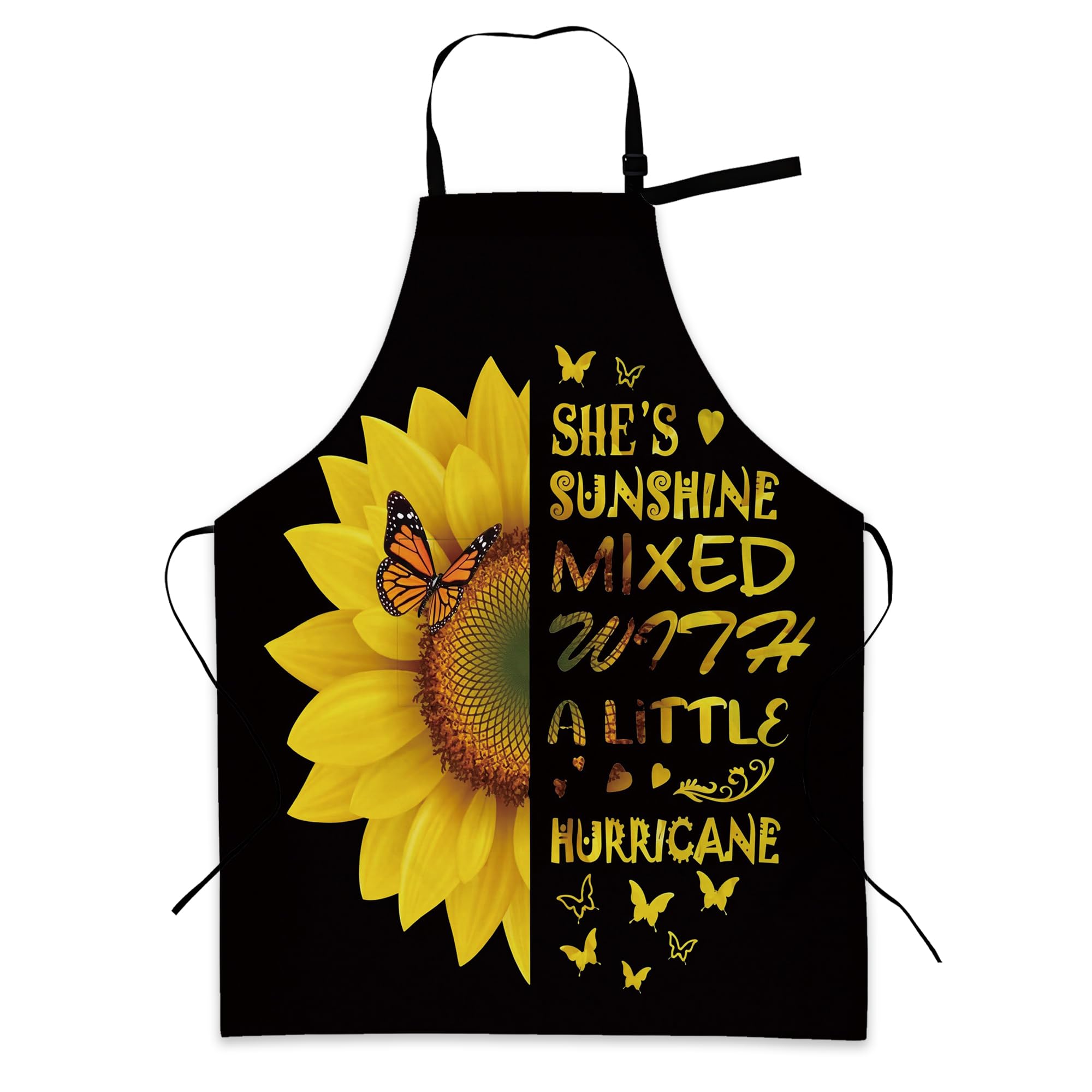 BILANGCE Aprons for Women Men, Funny Sunflower Chef Apron with Adjustable Neck Strap and 2 Pockets, for Cooking, Gardening, Home Kitchen, Restaurant