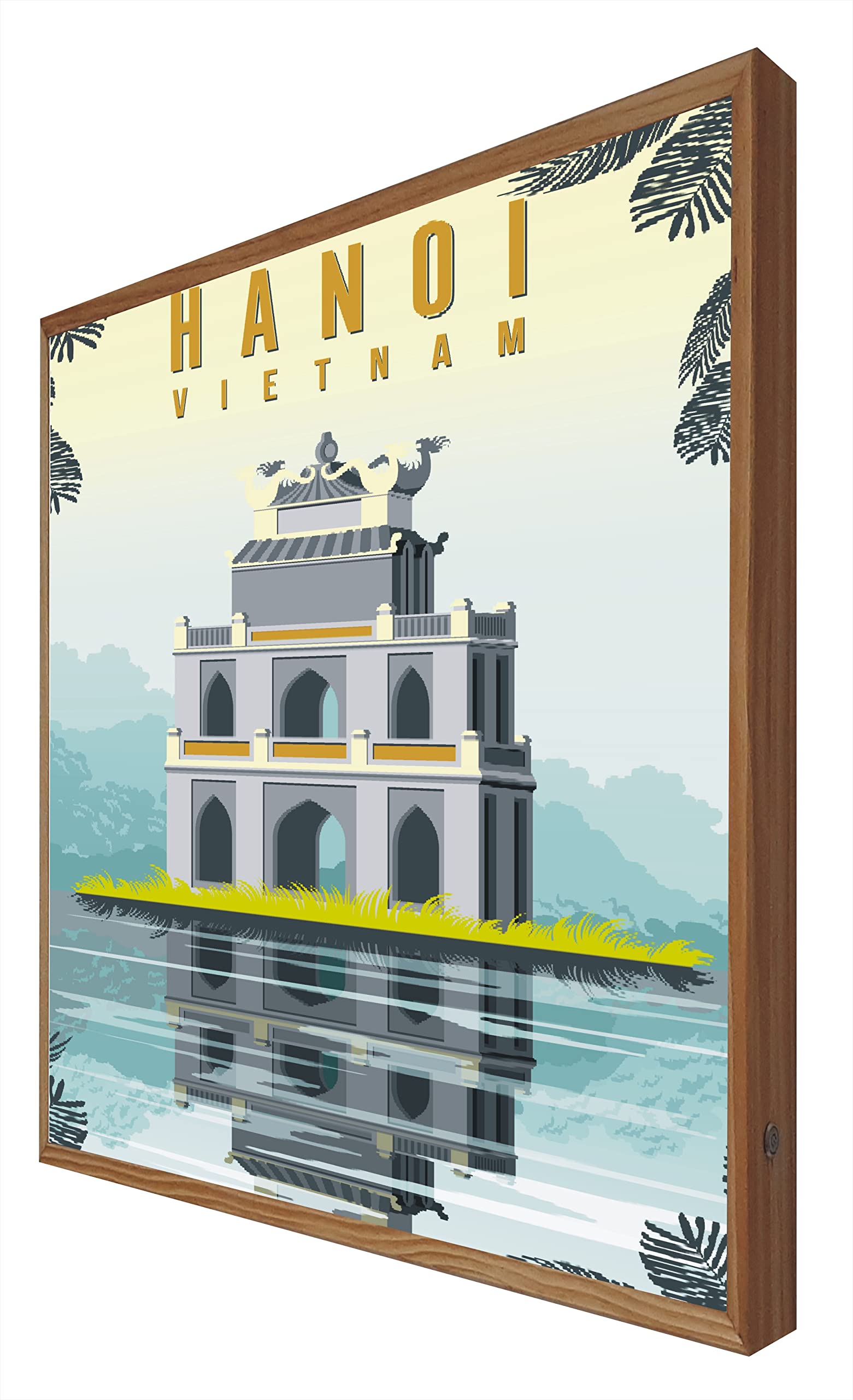 Cadre bois rétroéclairé Hanoi Vietnam ravivez vos souvenirs de voyage d'Asie