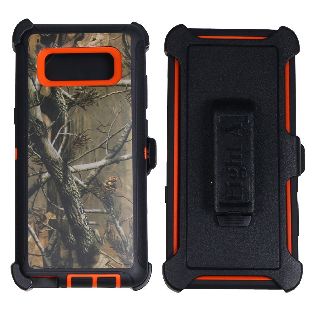 Galaxy Note 8 Case,Full Body Protection Shock Reduction Heavy Duty Defender Impact Rugged Case Cover for Samsung Galaxy Note 8 (Orange-Tree-Camo)