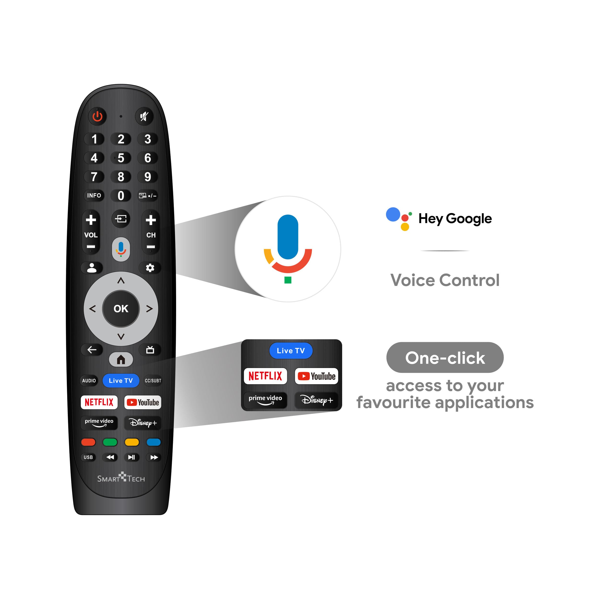 Smart Tech 43QG06V, 43" (109 cm) 4K UHD-QLED TV, Bluetooth y Triple sintonizador, Smart TV