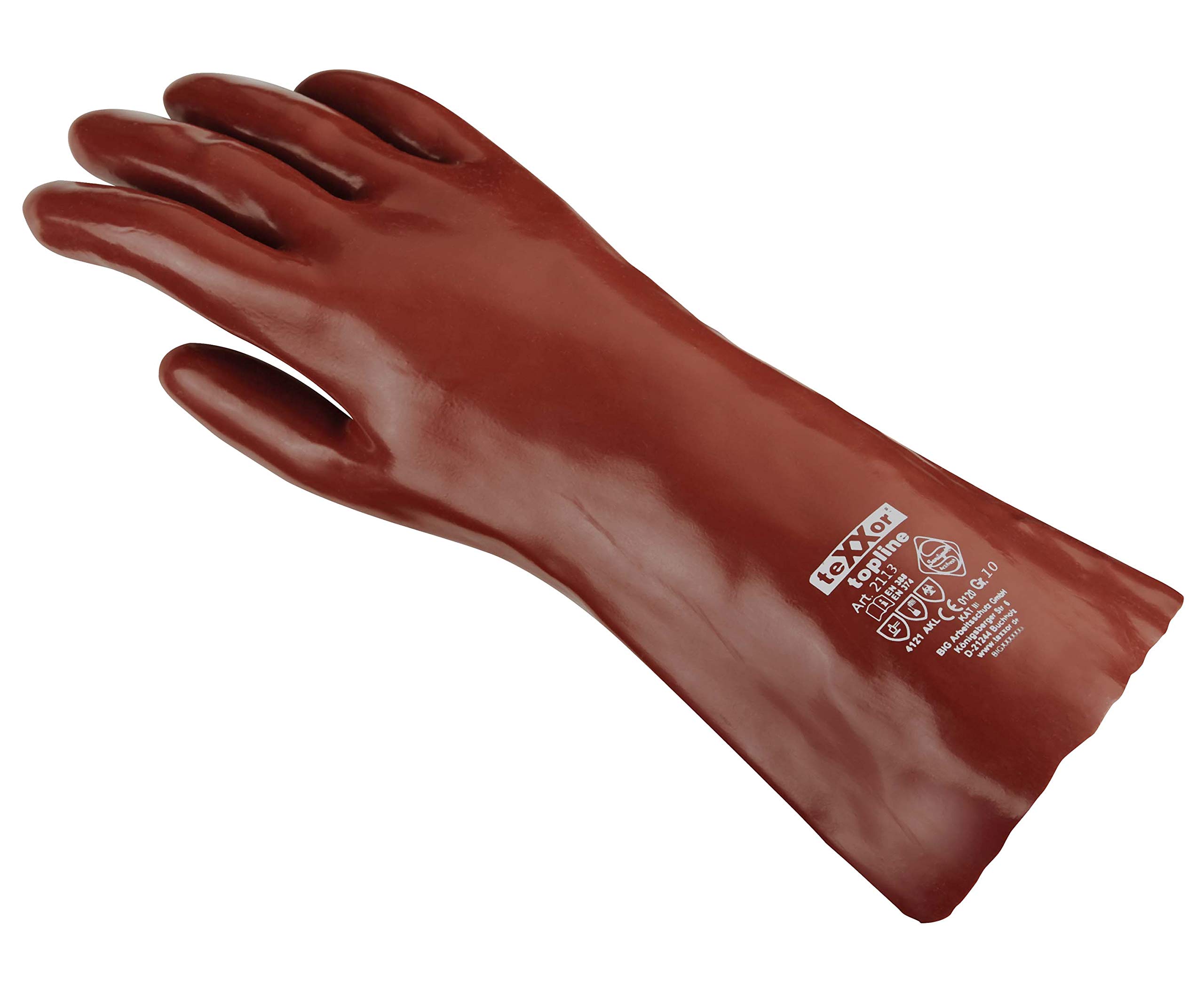 (12 Paar) teXXor Handschuhe Chemikalienschutzhandschuhe PVC ROTBRAUN 12 x rotbraun 10