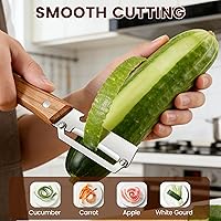 Vista 3 de Nuevo pelador de verduras multifuncional para cocina, con mango de madera y abridor de botellas, hoja de acero inoxidable ultra afilada para frutas