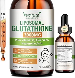 1 Pack 3000mg Liposomal Glutathione Liquid Drops, 98% Absorption Liposomal Glutathione with Vitamin C for Women, Glutathione Liposomal Supplement, Powerful Antioxidant Complex for Immune System, Liver