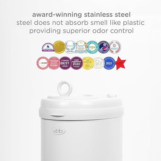 Ubbi Cubo para Pañales de Acero Blanco Control de Olores miniatura 6