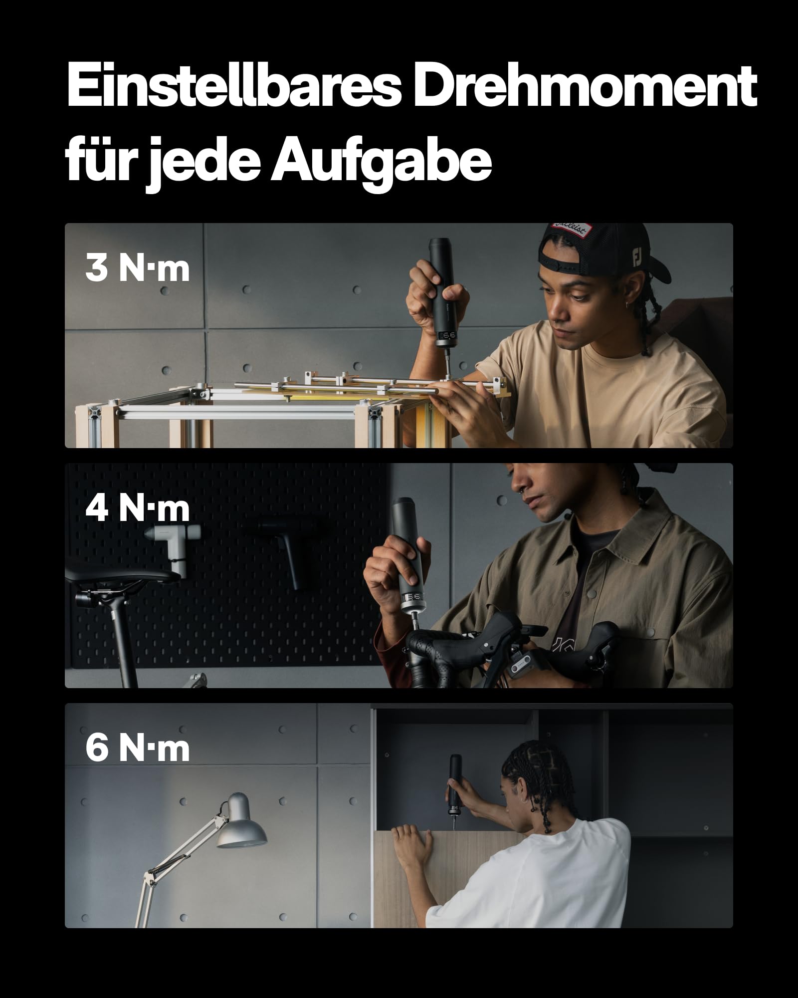 HOTO PixelDrive Elektrischer Schraubendreher Set mit Intelligente Anzeige, 6 Drehmomentstufen, 0,5 bis 6 N·m, 1/4 Hex 30-Bits-Set, USB-C Akkuschrauber, Elektroschrauber für Elektronik, Hausreparaturen