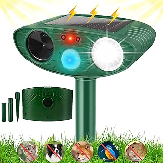 Cat Repellent, Garden Cat Repellent Cat Deterrents, Ultrasonic Animal Repellent, Solar Powered Waterproof, Outdoor Animal Repeller Motion Sensor for Squirrels Cats Dogs Rats