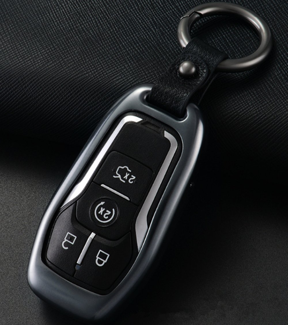 Llavero de coche para Ford Edge acabado decoración premium en funda gris mando 3
