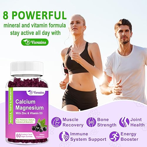 Miniatura 3 de Gomitas de calcio y magnesio de alta absorción, suplemento de calcio y magnesio sin azúcar con vitamina D3 de potasio para fuerza ósea y dental,