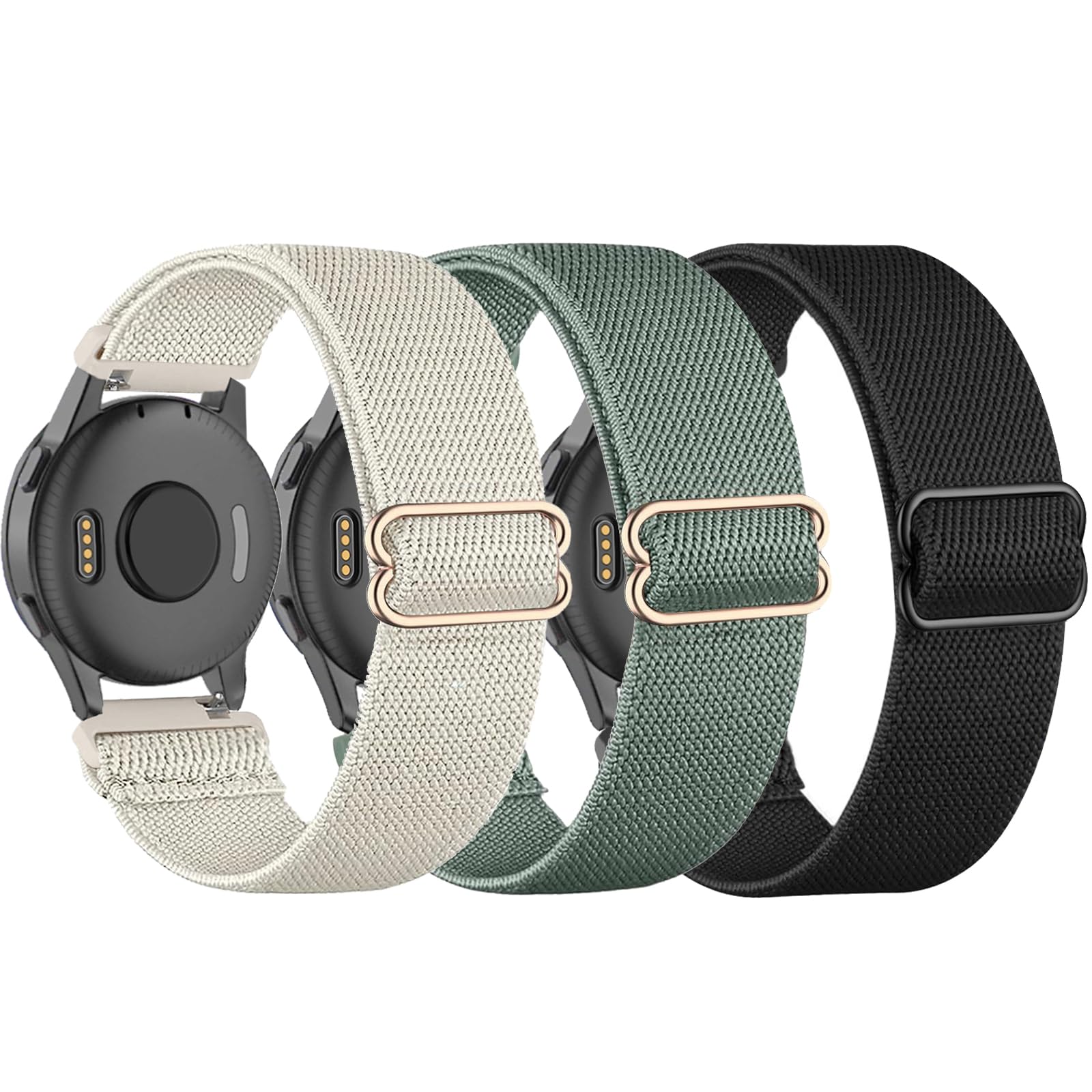 TUCOMO Pack of 3 Elastic Nylon Wristbands Compatible with 20 mm Garmin Venu Sq/Venu Sq 2/Venu 2 Plus/Venu