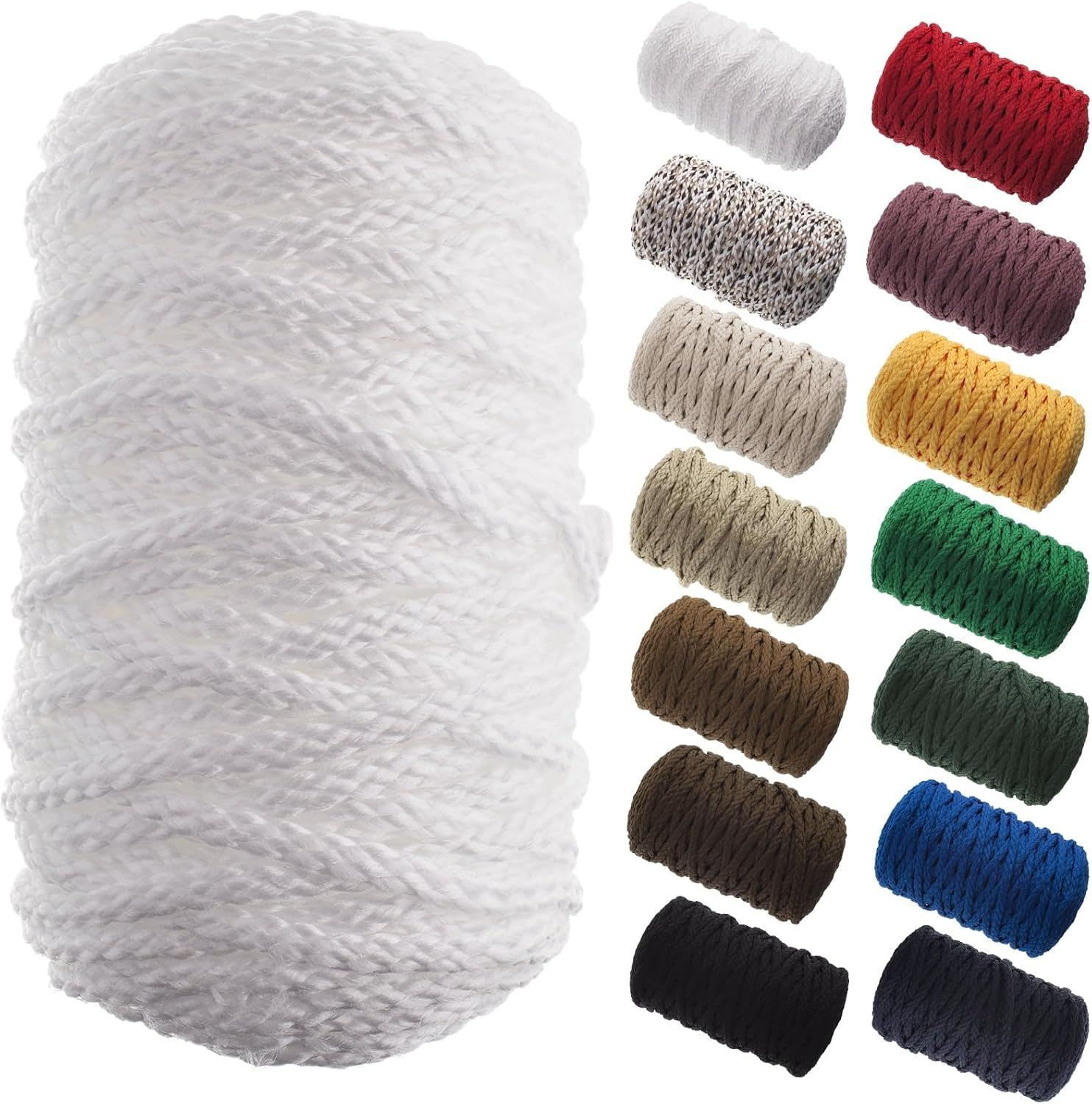 70yards x 6mm John Bead White Thermoplastic Nylon Braided Macrame Cord for DIY Craft Projects Wall Hanging, Plant Hangers