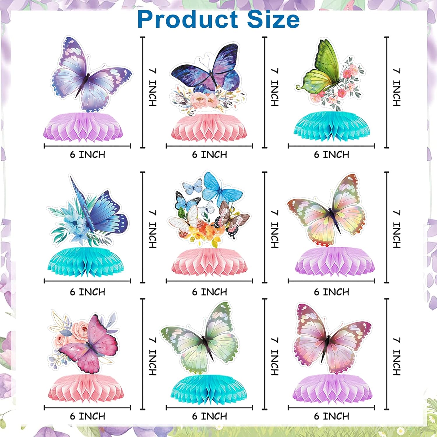 TourKing 9 Pieces Butterfly Theme Party Centerpieces for Table Decorations Butterfly