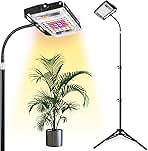 LBW Grow Light with Stand, Full Spectrum LED Floor Plant Light for Indoor Plants, Grow Lamp with On/Off Switch, Adjustable Tripod Stand 15-48 inches