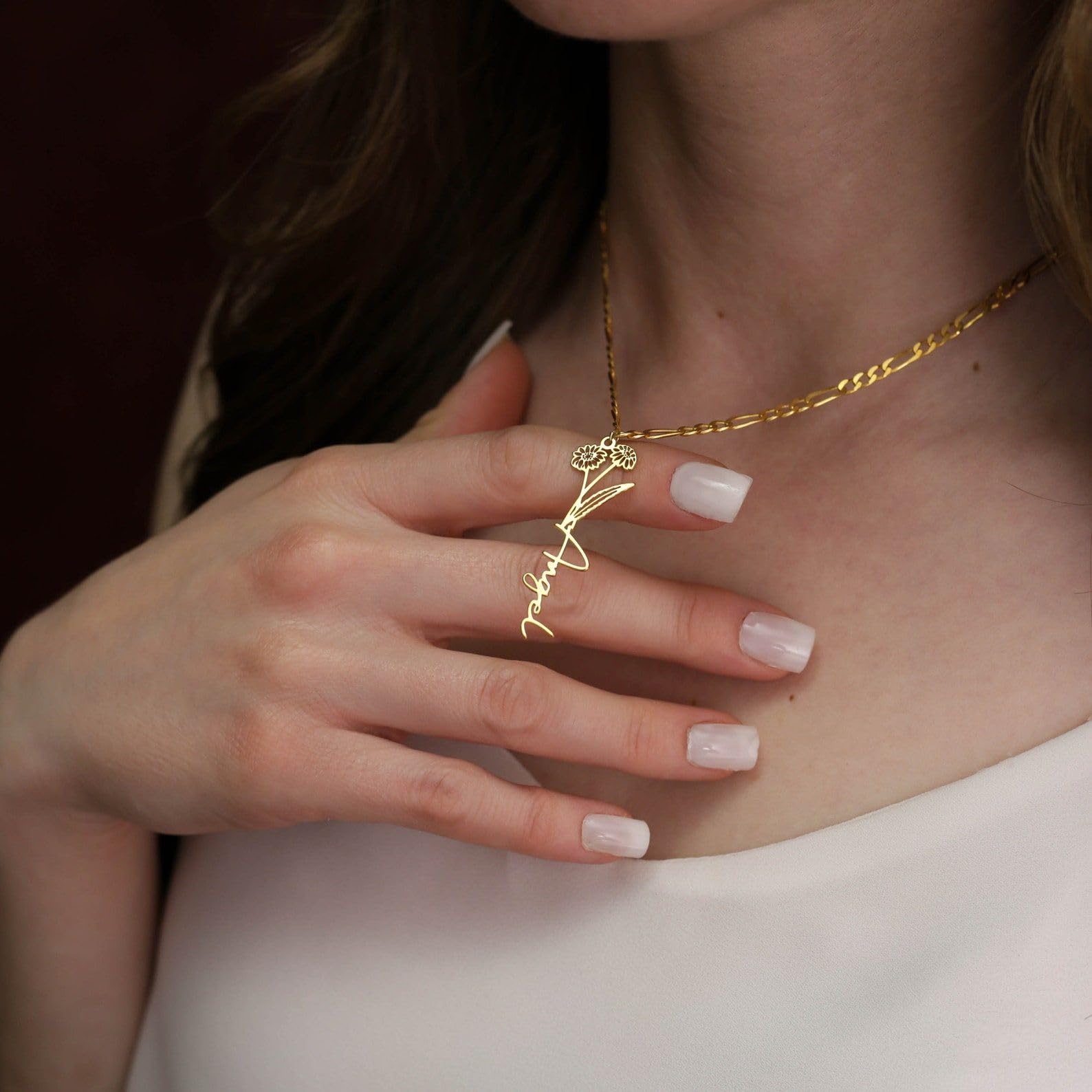 Su misura fiore di nascita collana con nome argento sterling floreale gioiello Festa della Mamma