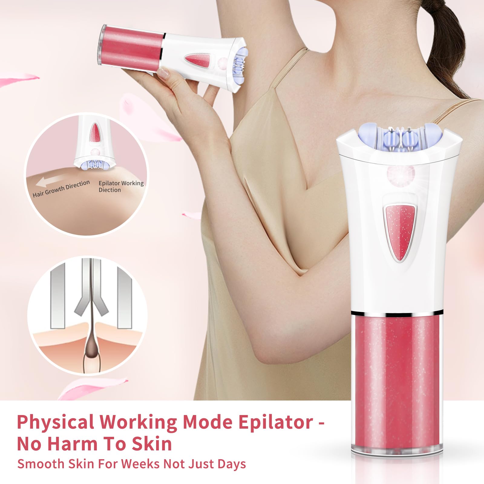 Depiladora Mujer,Removedor de vello facial para mujeres con luz LED