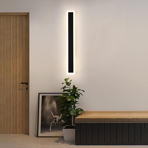 Miniatura 4 de tewei Aplique de pared al aire libre de 78.7 pulgadas, lámpara LED moderna de montaje en pared, 36 W, luces exteriores negras de 36 W, tira larga de