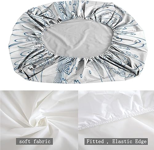 Miniatura 5 de Sábana bajera ajustable con temática náutica, diseño de ondas japonesas, juego de ropa de cama de 2 piezas con estampado decorativo, ultra suave y