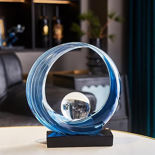 Miniatura 4 de Estatua de origami de resina de onda azul moderna abstracta decoración del hogar, escultura abstracta de oficina, escritorio, centro de arte,